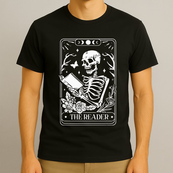 The Reader Tarot Funny Skeleton Reading T-Shirt