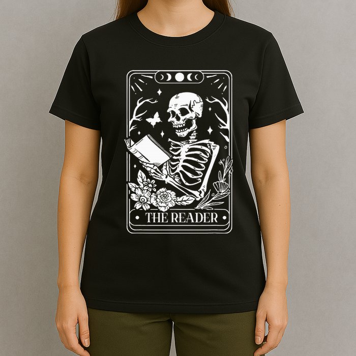The Reader Tarot Funny Skeleton Reading T-Shirt