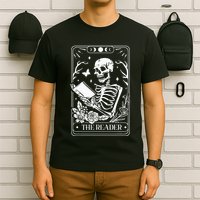 The Reader Tarot Funny Skeleton Reading T-Shirt