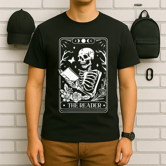 The Reader Tarot Funny Skeleton Reading T-Shirt