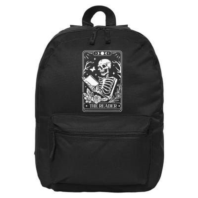The Reader Tarot Funny Skeleton Reading 16 in Basic Backpack