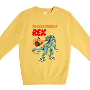 Turkeysaurus Rex Turkey Dino Thanksgiving Premium Crewneck Sweatshirt