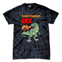 Turkeysaurus Rex Turkey Dino Thanksgiving Tie-Dye T-Shirt