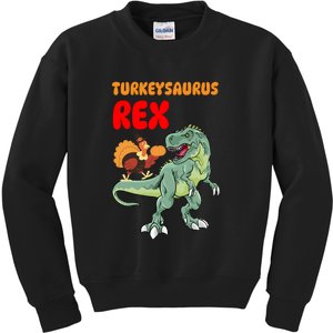 Turkeysaurus Rex Turkey Dino Thanksgiving Kids Sweatshirt