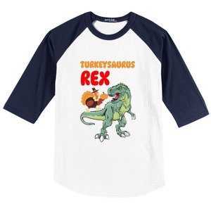 Turkeysaurus Rex Turkey Dino Thanksgiving Baseball Sleeve Shirt