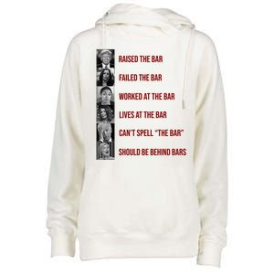 Trump Raised The Bar Biden Can't Spell The Bar Funny Republican Womens Funnel Neck Pullover Hood