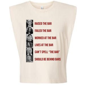 Trump Raised The Bar Biden Can't Spell The Bar Funny Republican Garment-Dyed Women's Muscle Tee