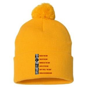 Trump Raised The Bar Biden Can't Spell The Bar Funny Republican Pom Pom 12in Knit Beanie