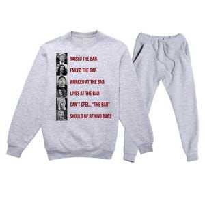 Trump Raised The Bar Biden Can't Spell The Bar Funny Republican Premium Crewneck Sweatsuit Set