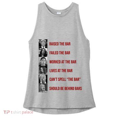 Trump Raised The Bar Biden Can't Spell The Bar Funny Republican Ladies PosiCharge Tri-Blend Wicking Tank