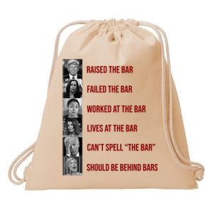 Trump Raised The Bar Biden Can't Spell The Bar Funny Republican Drawstring Bag