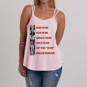 Trump Raised The Bar Biden Can't Spell The Bar Funny Republican Women's Strappy Tank