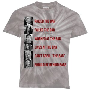 Trump Raised The Bar Biden Can't Spell The Bar Funny Republican Kids Tie-Dye T-Shirt