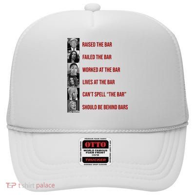 Trump Raised The Bar Biden Can't Spell The Bar Funny Republican High Crown Mesh Back Trucker Hat