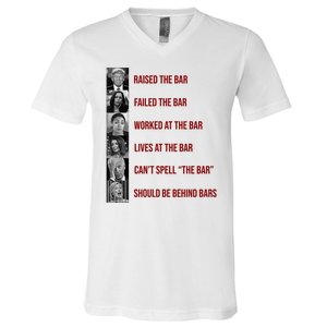 Trump Raised The Bar Biden Can't Spell The Bar Funny Republican V-Neck T-Shirt