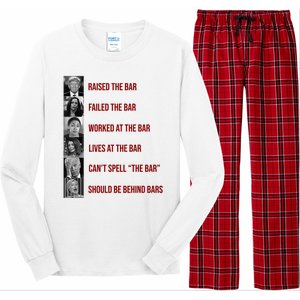 Trump Raised The Bar Biden Can't Spell The Bar Funny Republican Long Sleeve Pajama Set