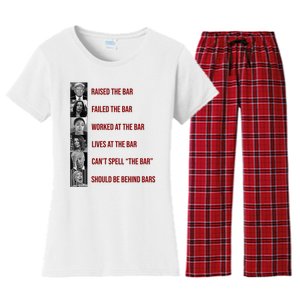 Trump Raised The Bar Biden Can't Spell The Bar Funny Republican Women's Flannel Pajama Set