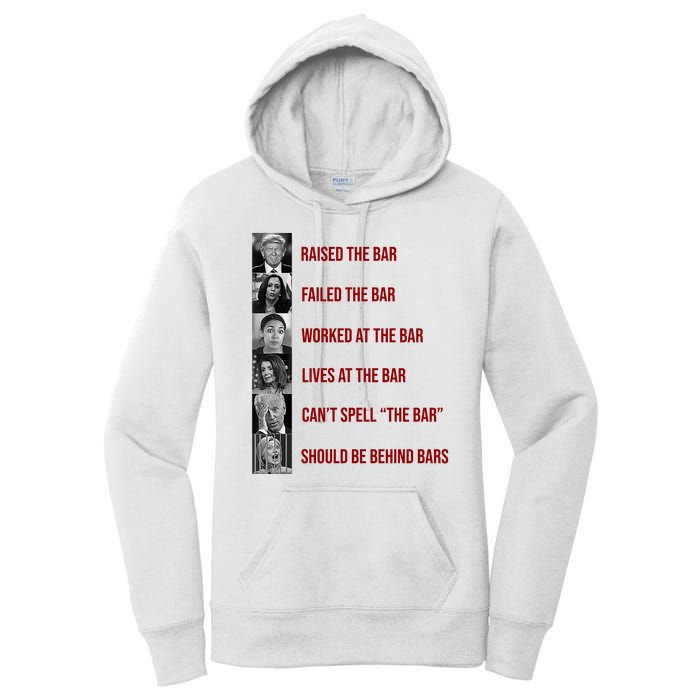 Trump Raised The Bar Biden Can't Spell The Bar Funny Republican Women's Pullover Hoodie