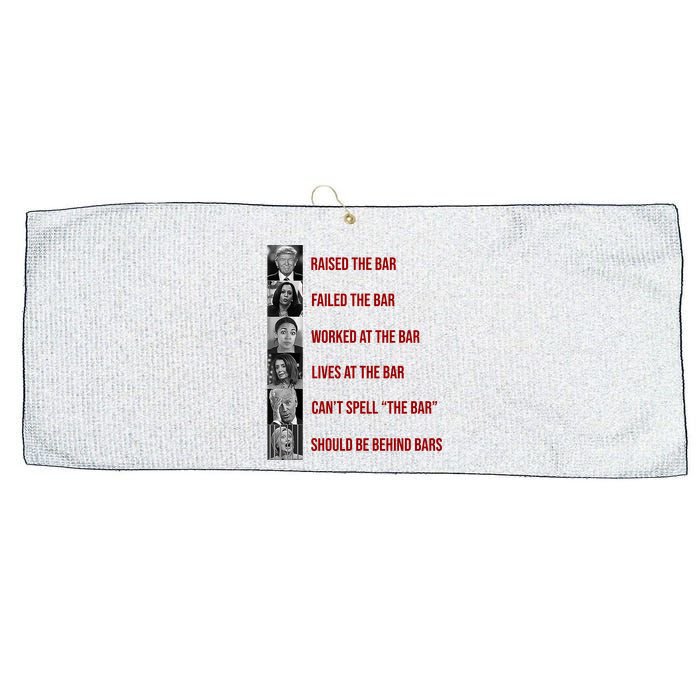 Trump Raised The Bar Biden Can't Spell The Bar Funny Republican Large Microfiber Waffle Golf Towel