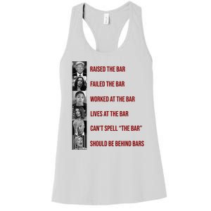 Trump Raised The Bar Biden Can't Spell The Bar Funny Republican Women's Racerback Tank