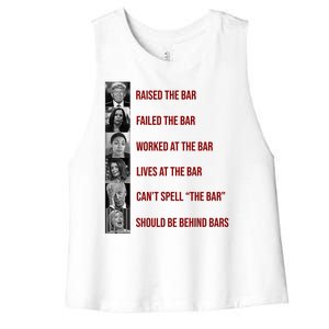 Trump Raised The Bar Biden Can't Spell The Bar Funny Republican Women's Racerback Cropped Tank