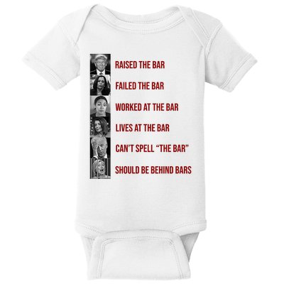 Trump Raised The Bar Biden Can't Spell The Bar Funny Republican Baby Bodysuit