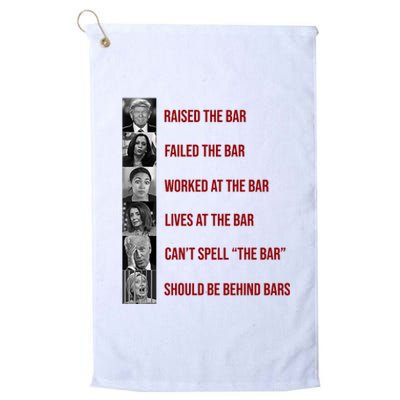 Trump Raised The Bar Biden Can't Spell The Bar Funny Republican Platinum Collection Golf Towel