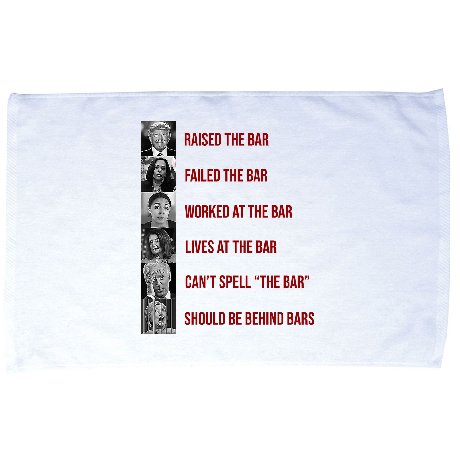 Trump Raised The Bar Biden Can't Spell The Bar Funny Republican Microfiber Hand Towel