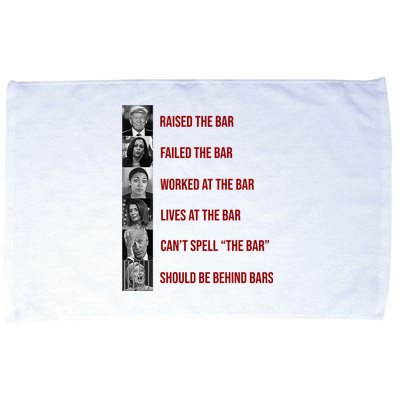 Trump Raised The Bar Biden Can't Spell The Bar Funny Republican Microfiber Hand Towel