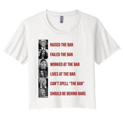 Trump Raised The Bar Biden Can't Spell The Bar Funny Republican Crop Top