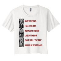 Trump Raised The Bar Biden Can't Spell The Bar Funny Republican Women's Crop Top Tee