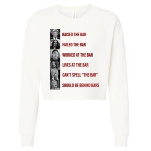 Trump Raised The Bar Biden Can't Spell The Bar Funny Republican Cropped Pullover Crew