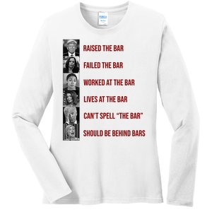 Trump Raised The Bar Biden Can't Spell The Bar Funny Republican Ladies Long Sleeve Shirt