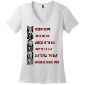 Trump Raised The Bar Biden Can't Spell The Bar Funny Republican Women's V-Neck T-Shirt