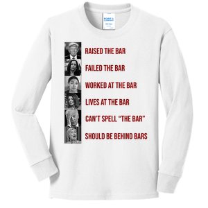 Trump Raised The Bar Biden Can't Spell The Bar Funny Republican Kids Long Sleeve Shirt