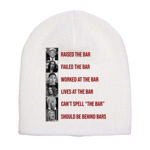 Trump Raised The Bar Biden Can't Spell The Bar Funny Republican Short Acrylic Beanie