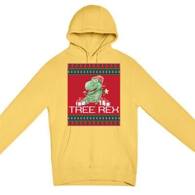 Tree Rex Ugly Sweater Funny Dinosaur Xmas Graphic Gift Meaningful Gift Premium Pullover Hoodie