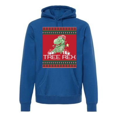 Tree Rex Ugly Sweater Funny Dinosaur Xmas Graphic Gift Meaningful Gift Premium Hoodie