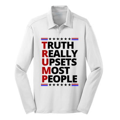 Trump Really Upsets Most People Political Silk Touch Performance Long Sleeve Polo