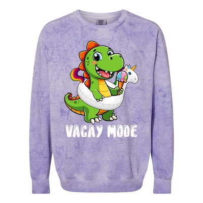 T Rex Unicorn Float Swimming Pool Party Swimmer Vacay Mode Great Gift Colorblast Crewneck Sweatshirt