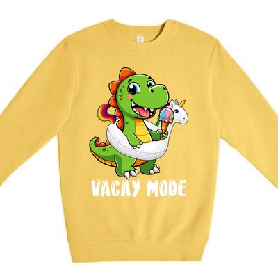 T Rex Unicorn Float Swimming Pool Party Swimmer Vacay Mode Great Gift Premium Crewneck Sweatshirt