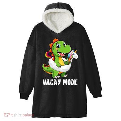 T Rex Unicorn Float Swimming Pool Party Swimmer Vacay Mode Great Gift Hooded Wearable Blanket