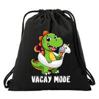 T Rex Unicorn Float Swimming Pool Party Swimmer Vacay Mode Great Gift Drawstring Bag