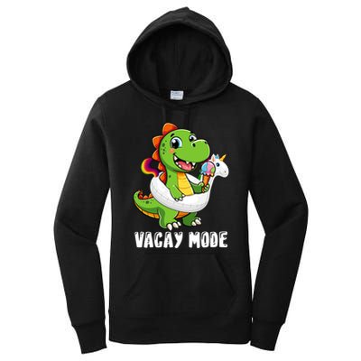 T Rex Unicorn Float Swimming Pool Party Swimmer Vacay Mode Great Gift Women's Pullover Hoodie