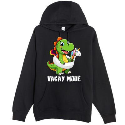 T Rex Unicorn Float Swimming Pool Party Swimmer Vacay Mode Great Gift Premium Pullover Hoodie