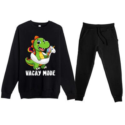 T Rex Unicorn Float Swimming Pool Party Swimmer Vacay Mode Great Gift Premium Crewneck Sweatsuit Set