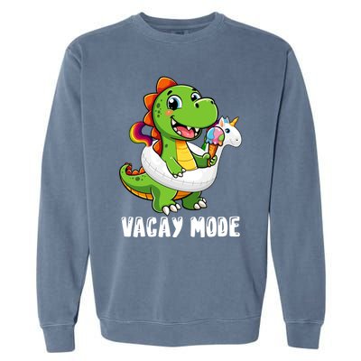 T Rex Unicorn Float Swimming Pool Party Swimmer Vacay Mode Great Gift Garment-Dyed Sweatshirt