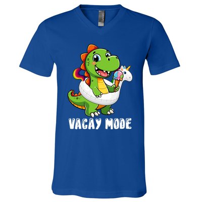 T Rex Unicorn Float Swimming Pool Party Swimmer Vacay Mode Great Gift V-Neck T-Shirt