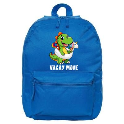 T Rex Unicorn Float Swimming Pool Party Swimmer Vacay Mode Great Gift 16 in Basic Backpack
