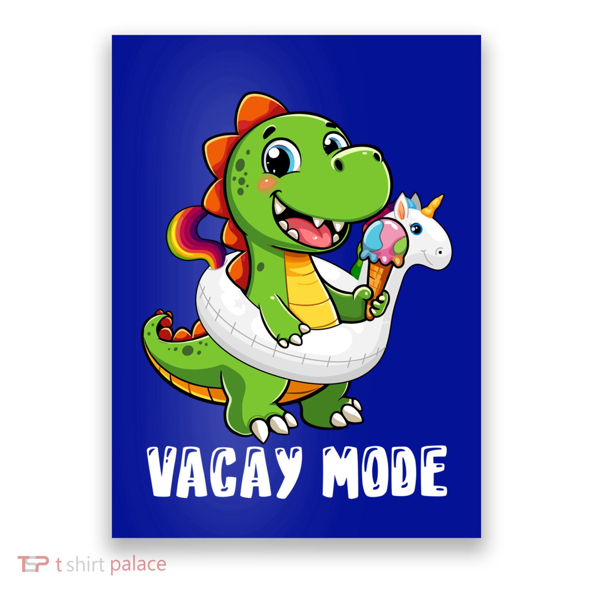 T Rex Unicorn Float Swimming Pool Party Swimmer Vacay Mode Great Gift Poster